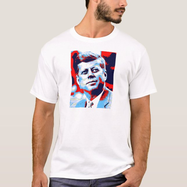 Pop Art JFK John F. Kennedy Red Blue T-Shirt (Vorderseite)