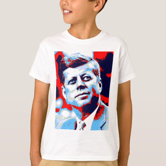 Pop Art JFK John F. Kennedy Red Blue T-Shirt (Vorderseite)