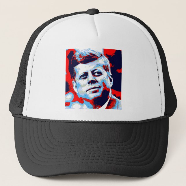 Pop Art JFK John F. Kennedy Red Blue Truckerkappe (Vorderseite)