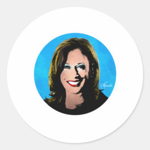 POP ART KAMALA HARRIS PORTRAIT RUNDER AUFKLEBER