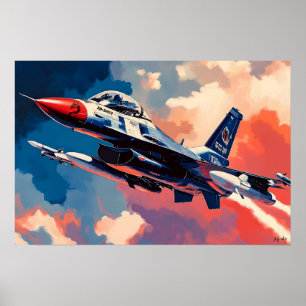 Pop Art Kampfjet - Hochfliegende Luftfahrtkunst Poster