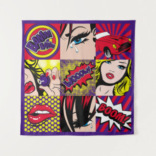 Pop-Art-Kartenillustrationart,pop,hübsch,comic,d Wandteppich