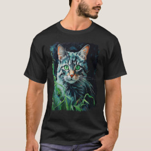 Pop Art Katze Grün T-Shirt