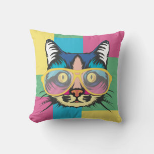 Pop-Art-Katze Kissen