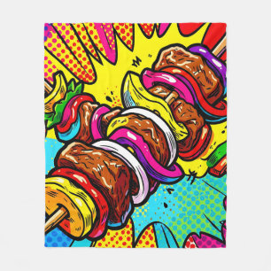 Pop-Art-Kebab-Explosion Fleecedecke
