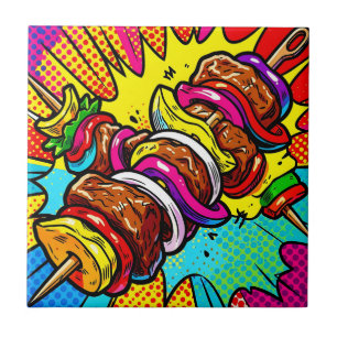 Pop-Art-Kebab-Explosion Fliese