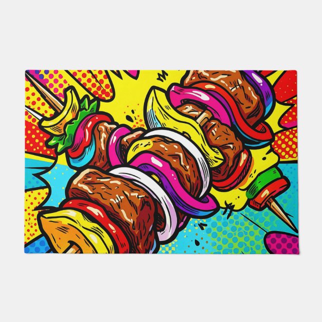 Pop-Art-Kebab-Explosion Fußmatte (Vorderseite)