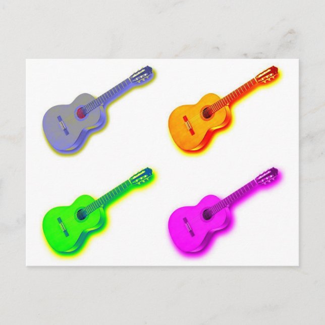 Pop Art Klassische spanische Gitarre Postkarte (Vorderseite)