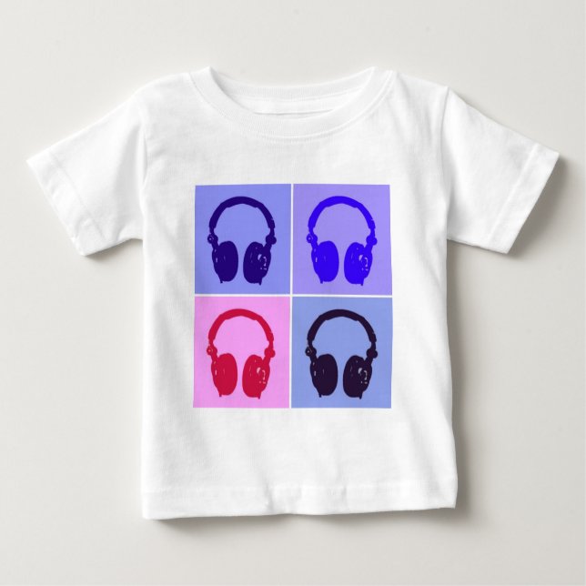 Pop Art Kopfhörer Baby T-shirt (Vorderseite)