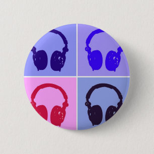 Pop Art Kopfhörer Button