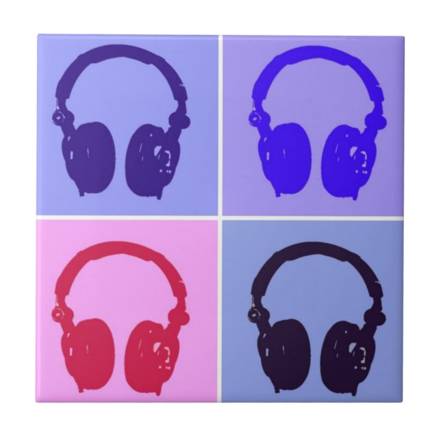Pop Art Kopfhörer Fliese (Vorderseite)