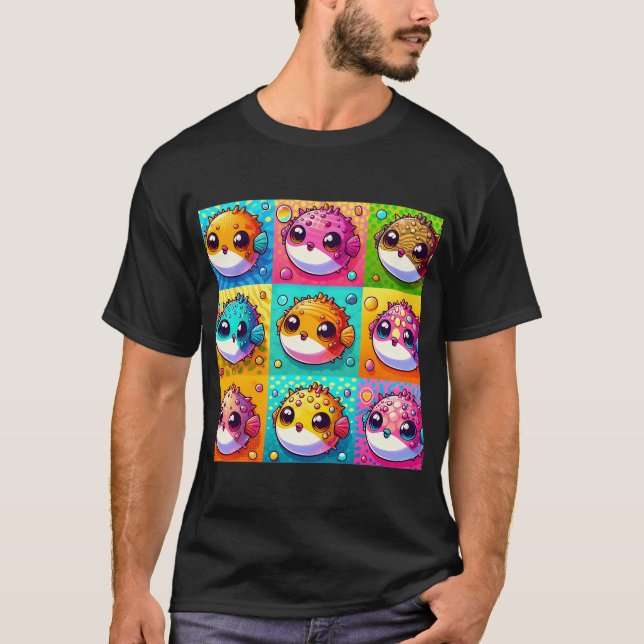 Pop-Art-Kugelfisch T-Shirt (Vorderseite)