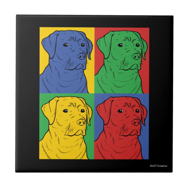 Pop Art Labrador Retriever Fliese (Vorderseite)