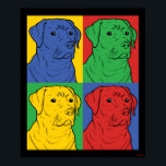 Pop Art Labrador Retriever Poster<br><div class="desc">Die von bCreative entworfene Kunstgrafik "Pop Art Labrador Retriever" zeigt ein ikonisches Profil eines Hundes in einem vierteiligen Pop-Kunstwerk! Das ist ein tolles Geschenk für Familie, Freunde oder eine Leckerei für sich! Diese lustige Grafik ist eine großartige Ergänzung zu jedem Stil: bCreative ist ein führender Schöpfer und Lizenzgeber von originellen,...</div>