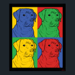 Pop Art Labrador Retriever Poster<br><div class="desc">Die von bCreative entworfene Kunstgrafik "Pop Art Labrador Retriever" zeigt ein ikonisches Profil eines Hundes in einem vierteiligen Pop-Kunstwerk! Das ist ein tolles Geschenk für Familie, Freunde oder eine Leckerei für sich! Diese lustige Grafik ist eine großartige Ergänzung zu jedem Stil: bCreative ist ein führender Schöpfer und Lizenzgeber von originellen,...</div>