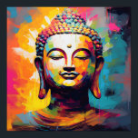 Pop Art lächelt Buddha-Büste Poster<br><div class="desc">Abstrakte Pop-Kunst lächelt Buddha-Büstenkunst</div>