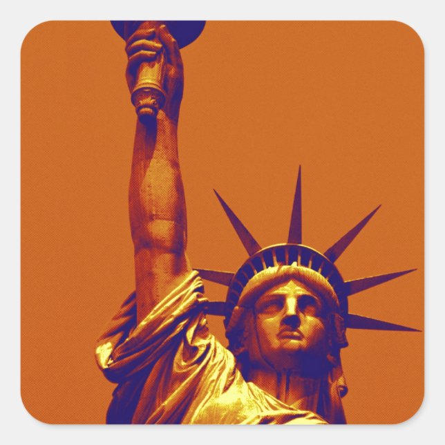 Pop Art Lady Liberty Quadratischer Aufkleber (Vorderseite)