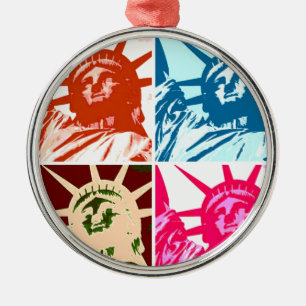 Pop Art Lady Liberty Silbernes Ornament