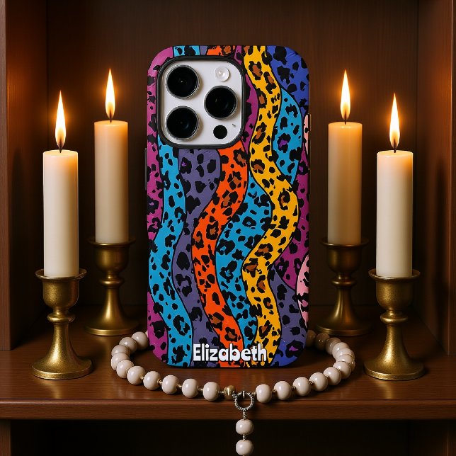Pop Art Leopard: Regenbogenwellen Case-Mate iPhone Hülle (Von Creator hochgeladen)