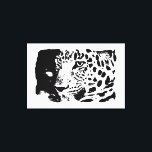 Pop Art Leopard Wrapped Canvas Leinwanddruck<br><div class="desc">Schwarzweiß-Comic Graphic Novel Style Leopard Eyes Digital Ink Zeichnend</div>