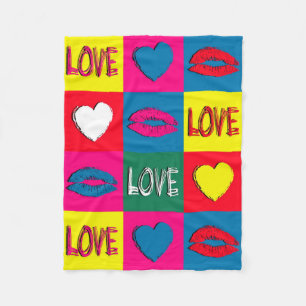 Pop Art Liebe Fleecedecke