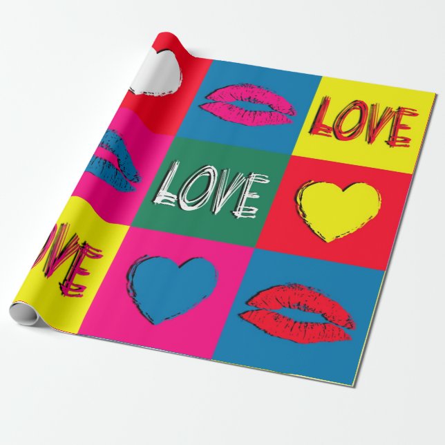 Pop Art Liebe Geschenkpapier (Ungerollt)