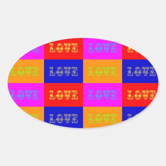 Pop Art Liebe Ovaler Aufkleber (Vorderseite)