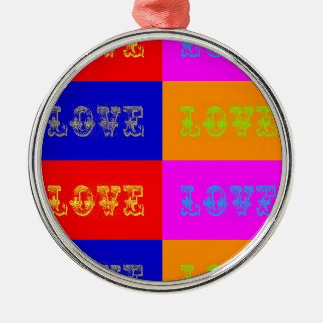Pop Art Liebe Silbernes Ornament (Vorne)
