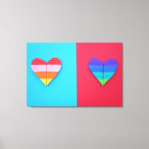 Pop Art Liebe Twin Rainbow Hearts Leinwanddruck