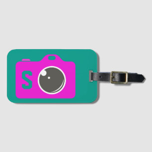 Pop Art Lila Camera Green Monogram Gepäckanhänger