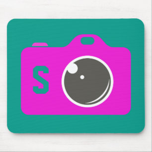 Pop Art Lila Camera Green Monogram Mousepad