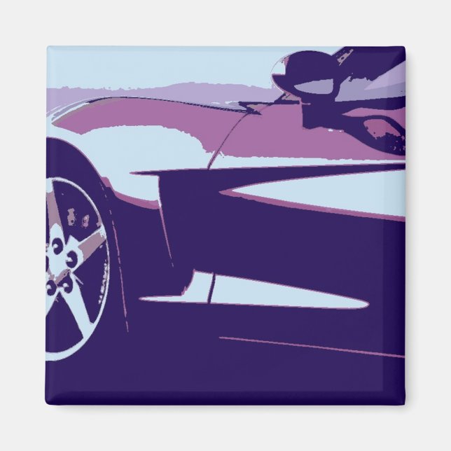Pop Art Lila Corvette Magnet (Vorne)