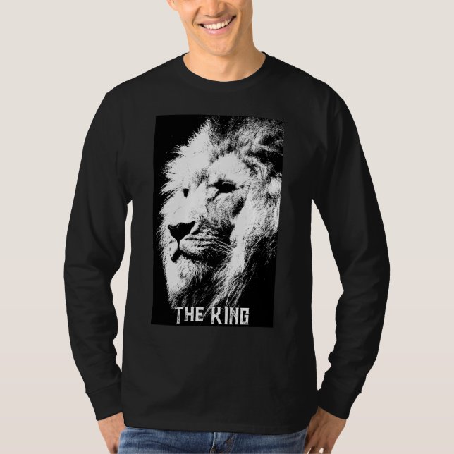 Pop Art Lion Elegant Moderne Schwarz-Weiß-Männer T-Shirt (Vorderseite)