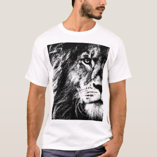 Pop Art Lion Face Template Moderne Elegante Männer T-Shirt