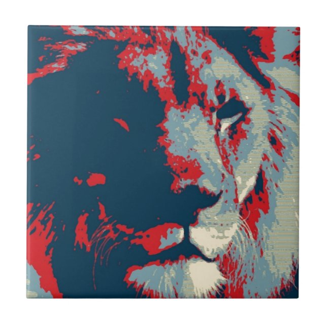 Pop Art Lion Fliese (Vorderseite)
