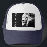 Pop Art Lion Head White Navy Blue Elegante Moderne Truckerkappe<br><div class="desc">Pop Art Lion Head White Navy Blue Elegant Moderne Template Add Image Logo Foto Basic Trucker Hut.</div>