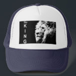 Pop Art Lion Head White Navy Blue Elegante Moderne Truckerkappe<br><div class="desc">Pop Art Lion Head White Navy Blue Elegant Moderne Template Add Image Logo Foto Basic Trucker Hut.</div>
