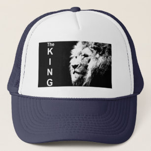 Pop Art Lion Head White Navy Blue Elegante Moderne Truckerkappe