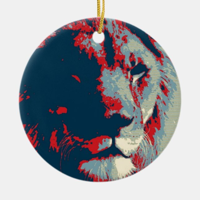 Pop Art Lion Keramik Ornament (Vorne)