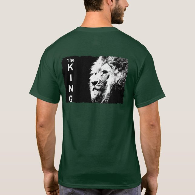 Pop Art Lion Modernes Template Deep Forest Green T-Shirt (Rückseite)