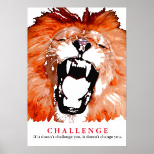 Pop Art Lion Motivierend Challenge Zitat Poster
