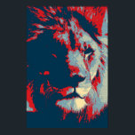 Pop Art Lion Poster<br><div class="desc">Lion Digital Artwork - Lion Head Computer Animal Art - Uni Pop Kunst - Wilde Big Cats Computerbilder</div>