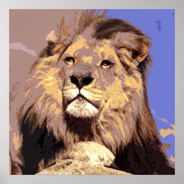 Pop Art Lion Poster - Tierfotografie (Vorne)