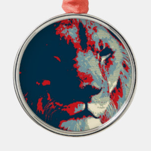 Pop Art Lion Silbernes Ornament