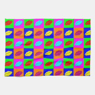 Pop Art Lippenstift Kuss Geschirrtuch