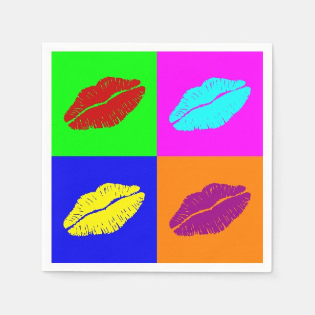 Pop Art Lippenstift Kuss Serviette (Vorderseite)