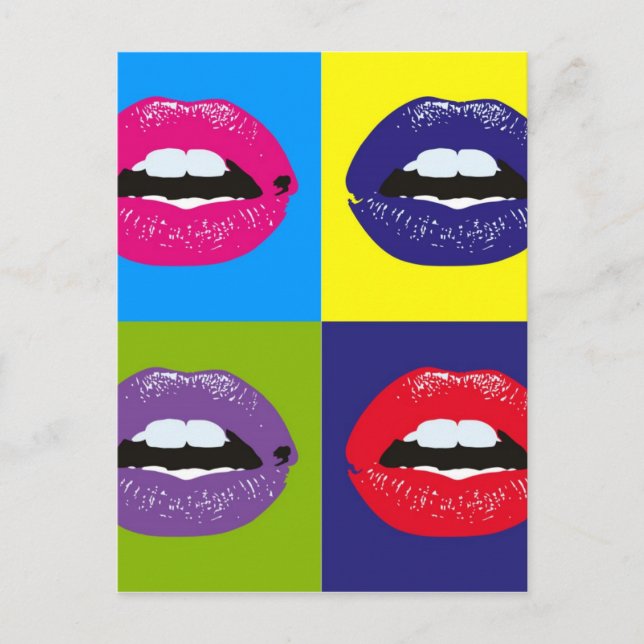 Pop Art Lips Design Postkarte (Vorderseite)