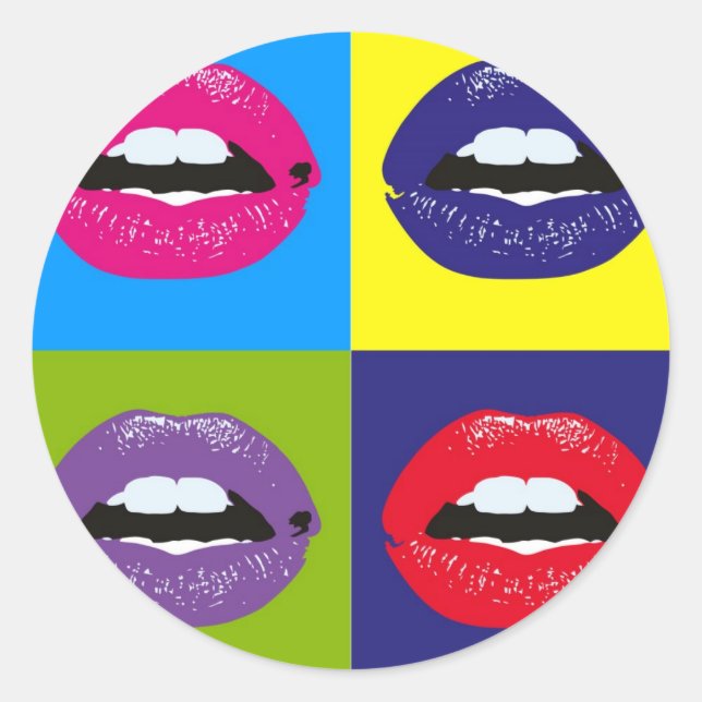 Pop Art Lips Design Runder Aufkleber (Vorderseite)