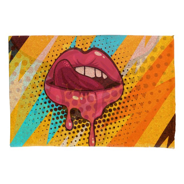 Pop Art Lips: Vintag Trendy Kissenbezug (Vorderseite)