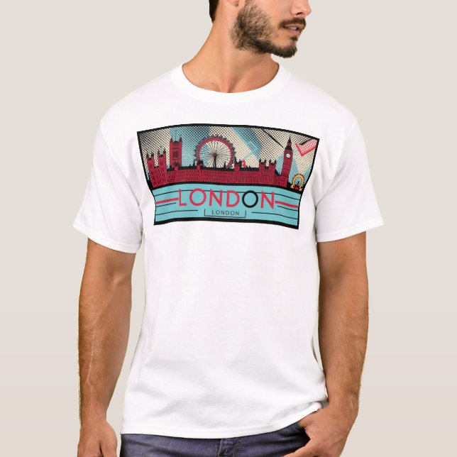 Pop-Art London Skyline 1 T-Shirt (Vorderseite)